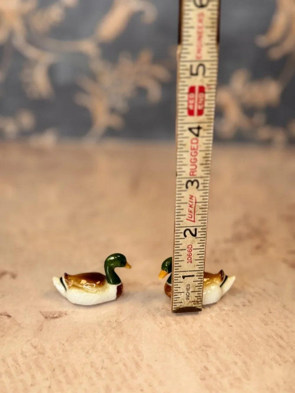 Vintage Mini Porcelain Mallard Duck Figurines Pair Cottage Decor